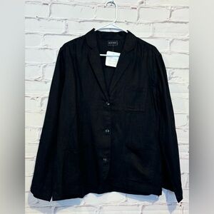 Miou Muse Black Linen V-Neck Oversized Jacket NWT size Small